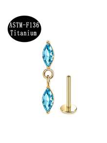 1pc ASTM-F136 Titanium Flat Back Stud Earrings Lip Stud Internally Threaded Clear CZ Labret Monroe Cartilage Rook Conch Tragus Piercing Jewelry - Star - View 18