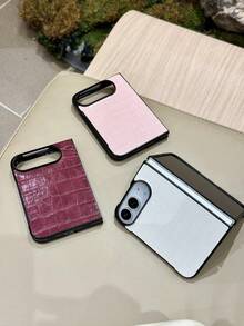 Luxury Smooth Crocodile Pattern Faux Leather Phone Case Compatible With IPhone Duo Fold Anti Drop Hard PC Protection Cover - White - View 5