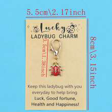 5pcs Lucky Ladybug Enamel Charm Keychain, Good Luck Wish Greeting Card, Lobster Clasp Bag Pendant Gift - Multicolor - View 2
