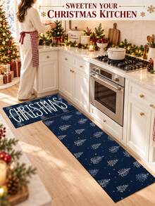 1/2pcs Christmas Floor Mat, Vintage Diatomaceous Earth Mat, Christmas Tree Design, Super Absorbent, Non-Slip, Perfect For Bathroom, Kitchen And Dining Room, Quick Drying, Ideal Gift For Home Decor And Bathroom Mat - Multicolor - View 3