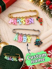 Custom Name Charm Pins, Personalized Letter Pins, Customized Sock Charms, Customizable Pin Brooch, Sweater Clip, Birthday Gift, Unique Gift, Diaper Bag Decor, Aesthetic - Style a - View 13