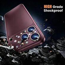 NNBILI 1pc Colorful Rhinestone Faux Original Lens Protector, New Colorful Rhinestone Design, Compatible With IPhone 18 Pro Max, Multiple Colors Available - Lens Protection Accessory, Tempered Glass Material, Scratch-Resistant, Camera Lens Cover, Easy To Install - Burgundy - View 7