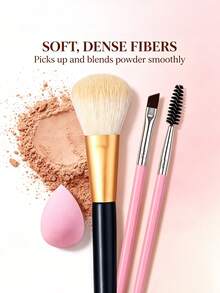 3pcs Makeup Brush Set Powder Brush, Blush Brush, Eyelash Brush, Eyeliner Brush, Mini Makeup Sponge, Water Drop Puff, Loose Powder Foundation Concealer Makeup Tools - Multicolor - View 5