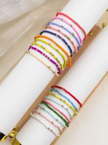 19pcs Bohemian Fashion Creative Elegant Colorful Beaded Bracelet Set (Colors Are Random And Not Fixed) - Multicolor - View 2