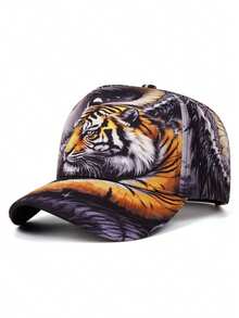 1pc Fashion Baseball Cap, Dragon & Tiger Print Hip Hop Street Skateboard Hat, Outdoor Adjustable Sun Hat, Casual Decorative Hat, Unisex - Dragon Tiger Eagle - View 21