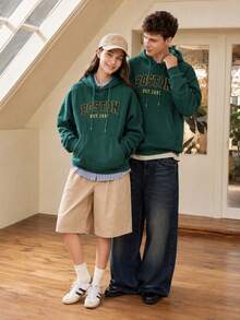 Whitmere Men's Hoodie Sweatshirt, Urban Casual Letter Print, Relaxed Fit, Daily, Spring Summer - Green - View 4