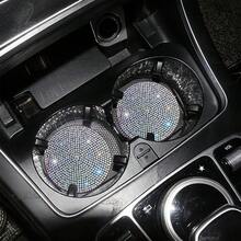 2/4PCS Car Colorful Rhinestone Cup Holder Coasters, Luxury Full Rhinestone Appearance, Non-Slip Waterproof, Prevent Cup Clatter And Noise, Decorate Car Interior, Practical Car Accessories - Full Rhinestone Car Cup Holder - View 5