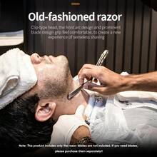 Men's Premium Beard Grooming Shaving 8-Piece Set, Home And Travel Dual-Use Vintage Straight Razor Styling Tool, Wooden Comb With Leather Storage Bag, Suitable For Men's Christmas, Birthday Gift (Blades Not Included) - Safety Tazor + Blade - View 2