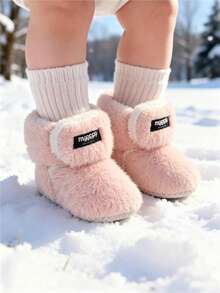 Infant Boy Girl Boots Newborn Shoes Winter Snow Anti-Slip Soft Sole Warm Infant Toddler Prewalker Booties - Pink - View 1