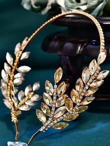 1pc Sparkling Champagne Colored Rhinestone Bridal Headband Women's Headpiece Suitable For Wedding Party - Champagne - View 5