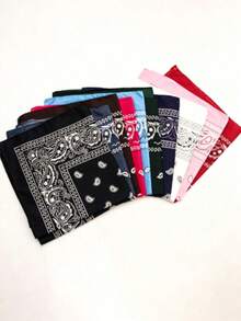 3PCS Mixed Color Polyester Paisley Flower Bandana, Outdoor Cycling Headscarf, Hip Hop Street Dance Handkerchief, Festival Costume, Beach Cover-Up - Dark Color Combination - View 4