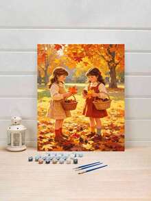 DIY Digital Oil Painting Set, Two Little Girls, Suitable For Beginners And Adults, Canvas Art Home Wall Decor, Halloween Party Gift - Sets - View 3