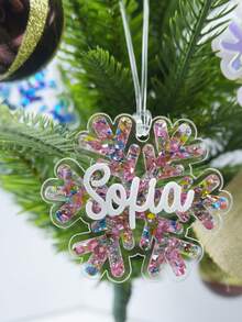 Personalized White Name Ornaments - Custom Hanging Snowflakes - Christmas Tree Decorations 2026 - Multicolor - View 5