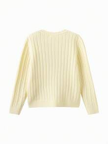 Balabala Girls Cute Soft Knit Sweater Pullover Jumper Casual Versatile Top For Tween Girl Winter Daily Wear - Light Yellow - View 5