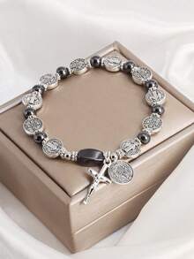 1pc Vintage Handmade St. Benedict Cross Theme Bracelet, Suitable For Anniversary Celebration Commemorative Gift - Bracelet - View 2