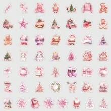 50pcs Nordic Style Pink Christmas Doodle Stickers Waterproof Decorative Stickers For Water Bottle Phone Holiday Stickers - 1 Set - View 4