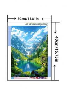 1 pc Stiker Lukisan Berlian DIY Bordir Pemandangan Air Mengalir Dekorasi Rumah Full Drill 30*40cm/40x50cm - Set - View 2