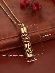 New Stainless Steel Jewelry Aromatherapy Diffuser Pendant Necklace, Hollow Flower Heart Open Locket Fragrance Essential Oil Diffuser Necklace, Couples & Men Punk Necklace Accessory Gift - Black - View 6