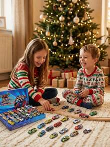 2026 Christmas Advent Calendar Blind Box Toy Cars, 24 Days Countdown Surprise Mini Racing Vehicles Playset, Xmas Holiday Party Favors Birthday Gift For Kids Boys Age 3+ - Multicolor - View 5