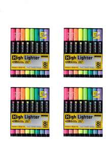 32/16/8pcs 8 Colors Highlighter Pen Set High Brightness Non-Bleeding Oblique Tip Design Suitable For Students Key Marking Note Taking Student Stationery Back To School Season - 8-color Highlighter - View 10