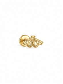 EleRunis 1pc 925 Sterling Silver Insect Halloween Pumpkin Bat Beetle Moth Flat Back Labret Stud Earring, Suitable For Earlobe, Ear Cartilage, Conch, Lip, Helix, Threaded Piercing Jewelry - Gold - View 28