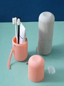 Portable Toothbrush Holder Travel Cup With Lid Toothbrush Storage Box Bathroom Organizer Summer Vacation Cruise Essential Accessory Back To School Season - Multicolor - View 11