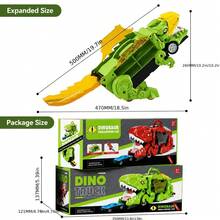 Mainan Truk Pengangkut Mobil Dinosaurus Anak-Anak dengan Lintasan Balap yang Dapat Diubah dan Mobil-Mobil Kecil, Set Mainan Penyimpanan dan Pengangkutan Kendaraan, Cocok untuk Anak Laki-Laki dan Perempuan - Truk Dinosaurus Hijau + 4 Mobil Mini Logam Acak - View 6