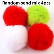 8cm Fluffy Pom Poms, Large Multi-Color Plush Balls, DIY Crafts, Wreaths, Decorative Keychains, Clothing Decoration, 4pcs/Bag - Multicolor - View 35