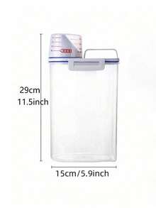 1 Sealed Laundry Detergent Container With Measuring Cup - Multi-Purpose Plastic Jar, Large Capacity Soap Plastic Bucket For Laundry Liquid, For Laundry Detergent Powder Storage And Leak-Proof Dispensing - White - View 7