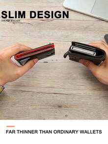 Men RFID Blocking Wallet Carbon Fiber Ultra Thin Front Pocket Credit Card Holder Anti Theft Business Microfiber Leather Cardholder Gift For Him - Multicolor - View 8