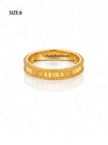 3Pcs 21K Gold Plated Stackable Band Ring Set, Rust-Resistant Gold Alternative Vertically Ribbed Beaded Edge Metal Solid Ring Fine Jewellery - 01 - View 10