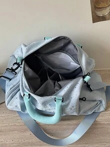 Starry Print Large Capacity Handheld Travel Bag, Thickened Sponge Handle With Adjustable Detachable Crossbody Shoulder Strap, Independent Side Shoe Compartment With Multiple Dry/Wet Separation Storage, Suitable For Women's Short Trips, Fitness Storage, Student Dorm, Short Business Trips, Weekend Getaways Portable Luggage Bag - Multicolor - View 7