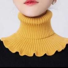1件女款冬季圍巾，柔軟聚酯纖維，優雅設計，彈性保暖，針織圍巾，不含假髮 - 彩色 - 查看 15