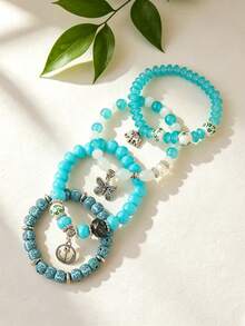 1 Set Women's Bohemian Beaded Bracelet Butterfly Anchor Elephant Alloy Pendant Multicolor Bracelets - Multicolor - View 8