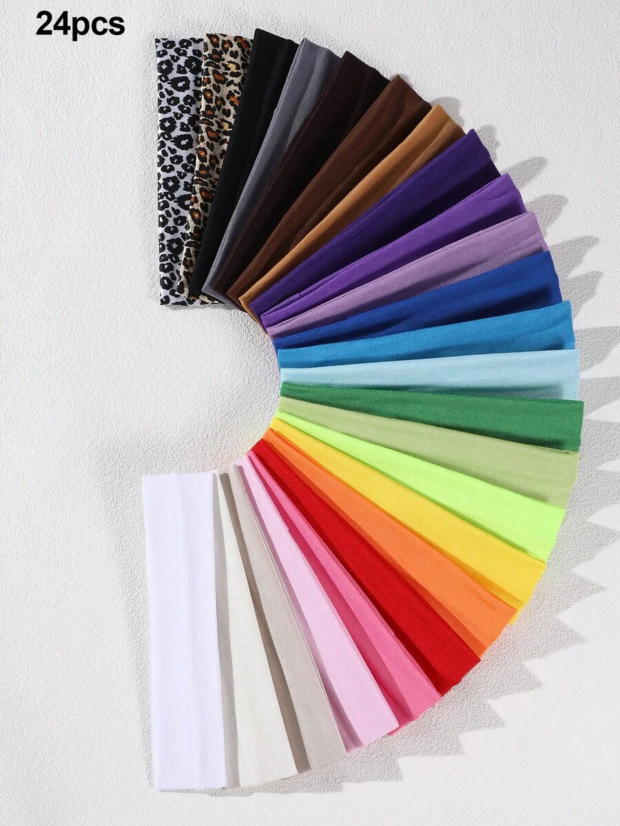NAIZHU 24pcs Children's Simple Colorful Dopamine Daily Outdoor Sports Casual Headbands - Multicolor - View 1