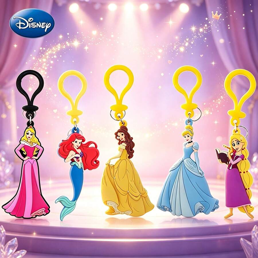 Monogram Disney Official Princess Series Silicone Keychain, Classic Cartoon Princess Character Bag Pendant Key Ring, Halloween Christmas Gift Teens Adult 1PC - Multicolor - View 1