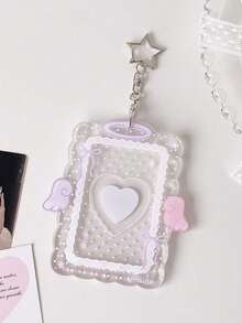 Angel Hard Card Holder Set, Heart-Shaped Transparent Protective Case, Bag Charm, High Aesthetic Value, Multi-Function Storage, Compact And Portable, Suitable For Student ID, Meal Card, Bus, Subway Card And Access Card - Card Sleeve - View 9