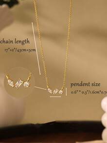 Dainty Gold Necklace For Women 14k Gold Plated Cubic Zirconia Solitaire Cute Pendant Necklace Simple Gold Choker Necklaces Fashion Gold Jewelry - Gold - View 5