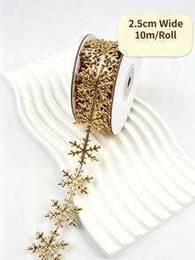 5/1pc 10m Christmas Snowflake Garland Ribbon, Glitter Gold & Silver Snowflake Decorative Edge, Suitable For Christmas Decoration, Christmas Hanging Ornaments, Wedding Party DIY Decor, Holiday Tree Gift Wrapping And Home Decor - Multiple Styles - View 13