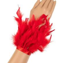 1pc Women's Snap Feather Bracelet, Natural Fluffy Feather Cuff, Elegant Charming Gift, Daily Decoration, Halloween - Multicolor - View 5