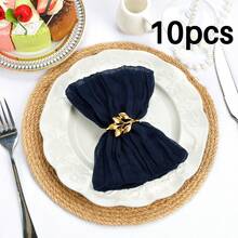 10/20/30/50入 17*17英吋波希米亞風聚酯紗布餐巾，適用婚禮、生日、宴會、節日、派對、家庭晚餐 - 藏蓝色 - 查看 10
