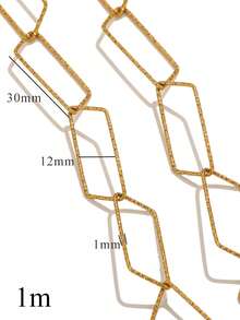 1m Stainless Steel 18K Gold-Plated Paperclip Chain-Geometric, Oval, Rectangular-Necklace And Bracelet DIY Jewelry Making Supplies For Everyday Wear - Chain - View 10