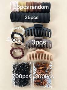 457pcs Women's Hair Accessories Set, Includes Claw Clips, Hair Ties, High Elasticity Hair Bands And Headbands, Multiple Neutral Hair Clips, Suitable For Daily Wear - Multicolor - View 14