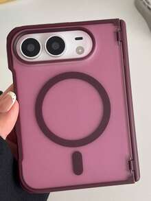 奢華極簡商務磨砂透明親膚感手機殼，適用於 iPhone 18 Duo Fold，硬 PC 背蓋 - 梅子色 - 查看 1