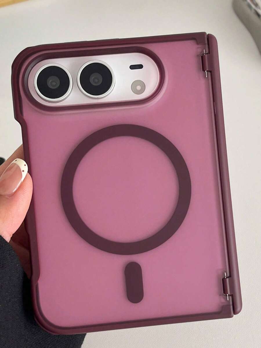 奢華極簡商務磨砂透明親膚感手機殼,適用於 iPhone 18 Duo Fold,硬 PC 背蓋 - 梅子色 - 查看 1