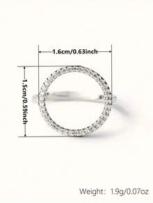 1pc Minimalist Cubic Zirconia Ring, Women's Wedding Anniversary Accessory Gift - Silver - View 4