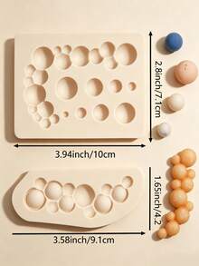 3D Pearl Fondant Mold, Spherical Pearl Hemisphere Chocolate Silicone Mold, For Cake Decoration, Candy, Frosting, Cupcake Toppers, Cake Balls, Popsicles, Polymer Clay Crafts - Beige - View 5
