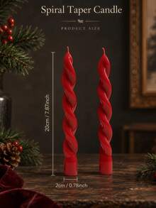 4/2/1pcs Luxury Burgundy Twisted Scented Taper Candles, 0.78*7.87 Inches, Gift Box Set, Suitable For Home Decor, Atmosphere Creation, Tabletop Decoration, Christmas, Christmas Decor, Christmas Gift - Multiple Styles - View 10