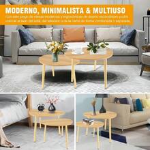Set De 2 Mesas De Centro Y Auxiliares Minimalistas, Mesas Modernas De MDF Color Negro, Mesas De Café Para Sala, Sofá, Recámara Y Departamento, Diseño Elegante Y Ahorrador De Espacio - Negro - Ver 5