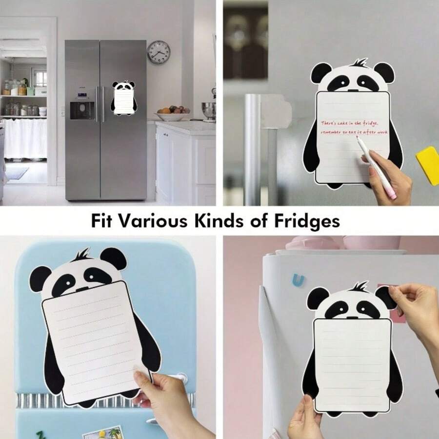 1 Set Panda Shaped Magnetic Refrigerator Calendar And Magnetic Whiteboard Marker, Both Can Be Attached To Refrigerator Surface For Convenient Storage And Retrieval - Monthly And Weekly Planning Writing Areas, Reusable Kitchen Planning Whiteboard, Includes Refrigerator Magnets And Magnetic Markers, Suitable For Scheduling, Reminders, Shopping Lists, Functional Design | Magnetic Features, Refrigerator Magnets - Set - View 1